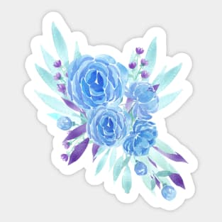 Blue peonies bouquet Sticker